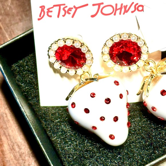 Betsey Johnson Strawberry Dangle Earrings - Picture 3 of 4